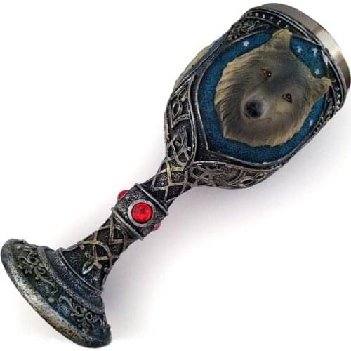 Household dining table cup stainless steel spirit glass personality double goblet wolf head goblet kitchen home decoration