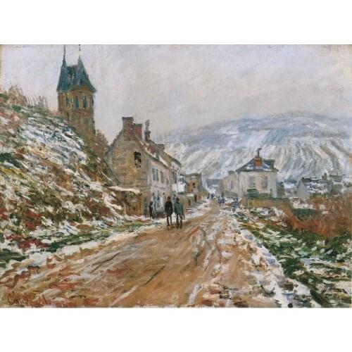The Road in Vetheuil in Winter by Claude Monet Oil paintings reproduction Landscapes art hand-painted home decor