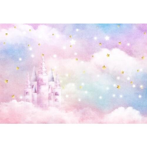 Photography backdrops glitter stars Princess castle colorful clouds baby shower backdrop birthday party photocall studio props