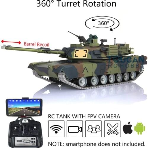 Heng Long Customize RC Tank 1/16 7.0 Abrams FPV 3918 360° Turret Barrel Recoil TH17823-SMT4