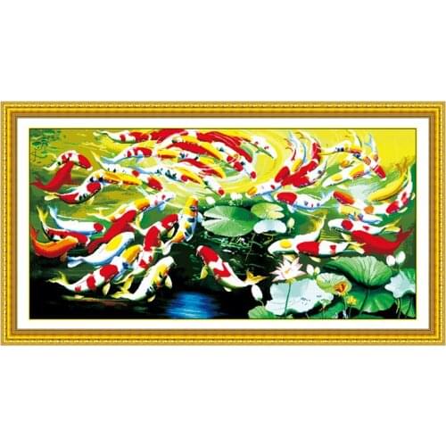 Joy sunday Wealthy fishes (66fishes) Animal Series 11CT14CT DIY Home Decor Needlework counted crafts cross stitch kit