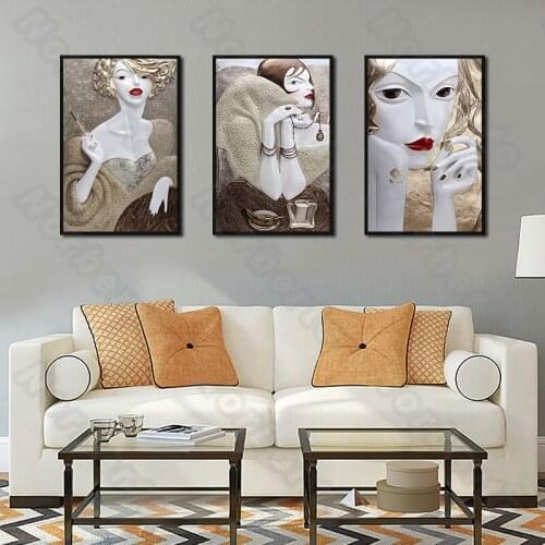 Modern Style Pictures Canvas Painting Wall Poster Cartoon Beautiful Girl for Living Room Bedroom Home Restaurant Wall Decoratio