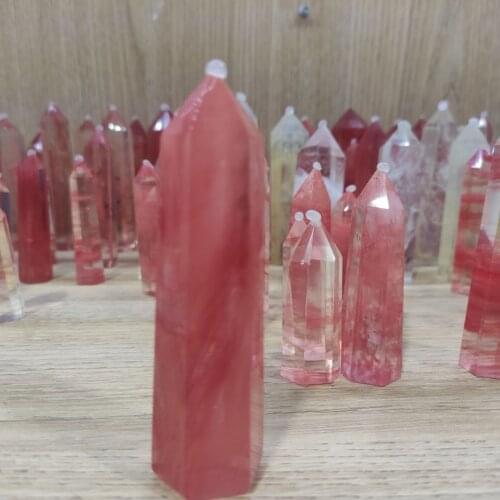 2pcs 4-6cm Red Melting Stone Quartz Obelisk Crystal Wand Point Healing Fengshui for home decoration