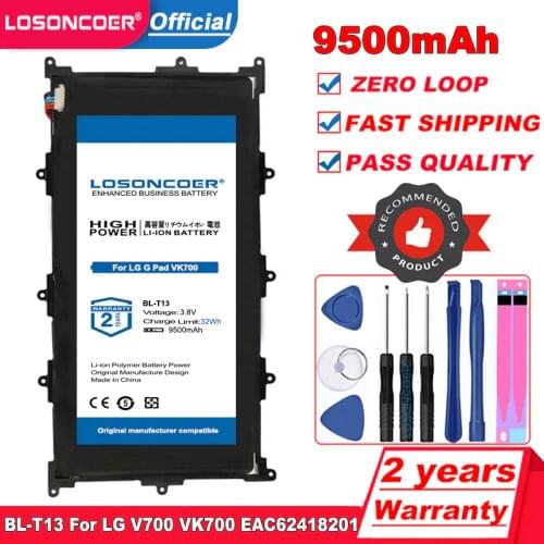 LOSONCOER BL-T13 9500mAh battery for LG G Pad 10.1" G Pad Tablet 10.1" V700 VK700 EAC62418201 Tablet batterie battery