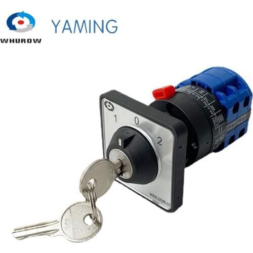 LW26-20/2 Single Hole With Key Universal DIY Silver Contact 2 Poles Three Positions Dual Power Motor Forward And Reverse 20A