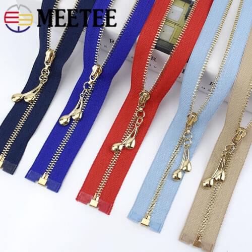 Meetee 2Pcs 40cm/50cm/60cm/70cm 3# Metal Zipper Open-end Auto Lock Zip for Sewing Bags Purse Garment Tailor Zippers Accessories
