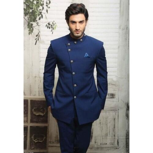 2021 Fashion Indian style 2 Piece Men Suits Latest Design Regular Blazer Navy Blue Wedding Party Dress prom Slim Fit Male Tuxedo