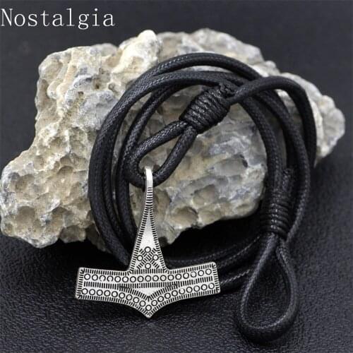 Nostalgia Norse Viking Jewelry Thors Hammer Mjolnir Amulet Odin Bracelet Amulet Multilayer Rope Bangle Mens Fashion Dope Gifts