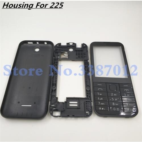 Good quality New Full Complete Mobile Phone Housing Cover Case+English Keypad For Nokia Asha 225 N225 + Logo