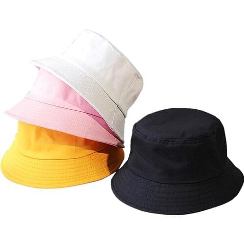 New Unisex Cotton Bucket Hats Women Summer Sunscreen Panama Hat Men Pure Color Sunbonnet Fedoras Outdoor Fisherman Hat Beach Cap