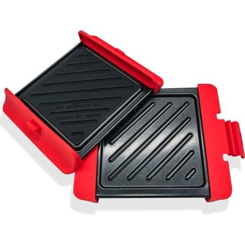 Portable Microwave Oven Square Grill Pan Chicken Wing Barbecue Quick Heating Non-stick Grill Multi-function Pan Kitchen Tool