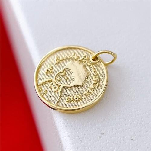 1PCS Real 18K Gold Plated Necklace Pendant Charms for Jewelry Findings Components Making Supplies DIY Cupron Accessories