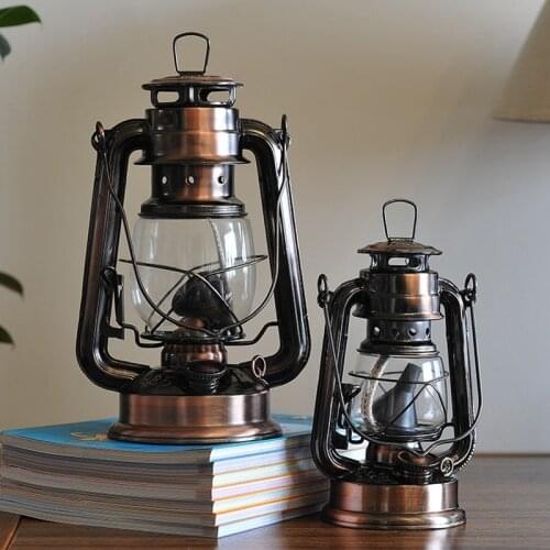 Glass Hanging Candle Holder Candlestick Lantern Bronze Oil Lamp furnishing articles Iron hurricane lamp decorations home LLC096