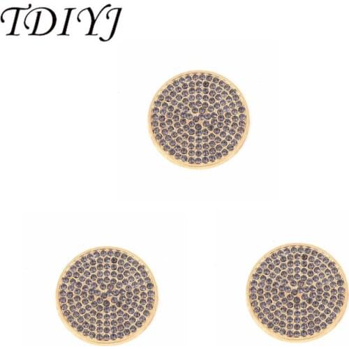 TDIYJ 1Pcs Hot Fashion Gold My Coin 33mm Coin Disc with Black Crystals for Frame Pendants for Women