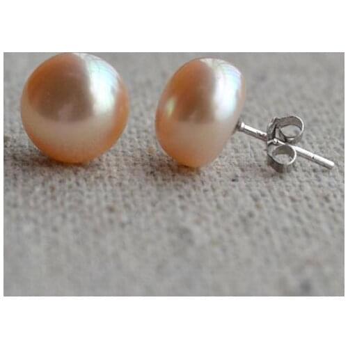 Unique Pearls jewellery Store AAA Top Quality 11mm Pink Natural Pearl Earring 925 Silver Earrings Fine Jewelry For Women