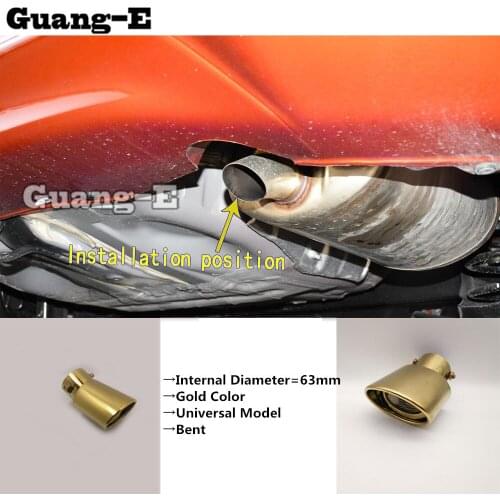 Internal Diameter=63mm/Gold Color/Universal Model/Bent Car Muffler Back End Pipe Dedicate Exhaust Tip Tail Outlet Vent 1pcs