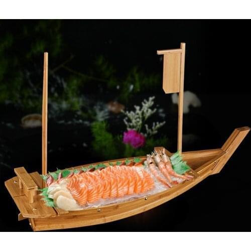Japanese Bamboo Dragon Boat Luxury Tatoo Boat Dry Ice Boat Tatoo Platter Sushi Table Container Cuisine Sushi Boat