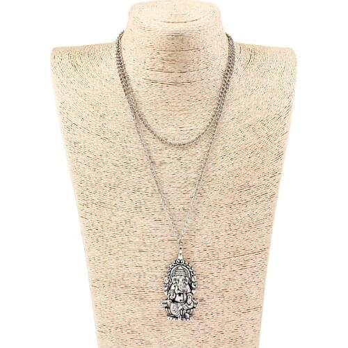 1Pcs Antique Large Ganesha Charms Pendants Elephant God of Beginnings Necklace