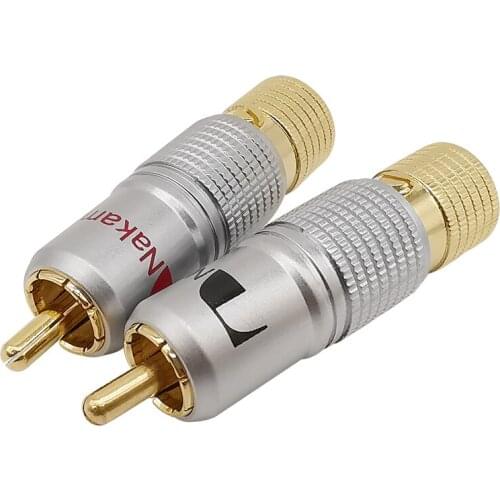 2/3Pair RCA 10mm Copper Gold Plated RCA Male Plug Solder-free Terminal Speaker Plug Audio Cable Connector