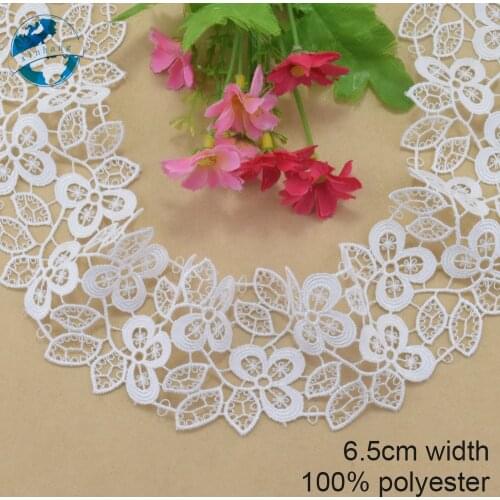 6.5cm white polyester embroidery lace french lace ribbon fabric guipure diy trims warp knitting sewing Accessories#4196
