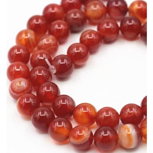 6mm 8mm Round Onyx Natural Stone Red Veins Agates Wholesale 2PCS Loose Beads Carnelian Ethnic Style Jewelry Making 15inch A347