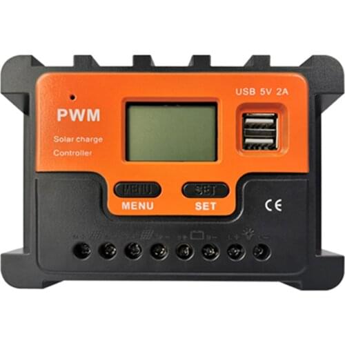 10A/20A Auto Solar Charge Controller LCD Dual USB Solar Panel Regulator Dual USB Voltage Charger 12V24V Power