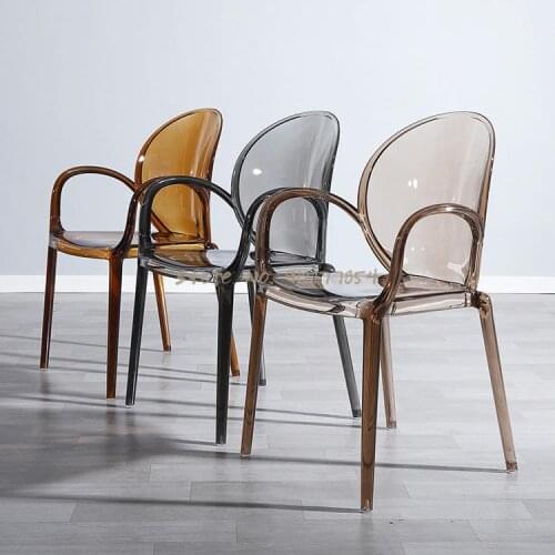 Designer new product transparent ghost dressing crystal light luxury creative devil dining chair nordic armrest simple negotiati