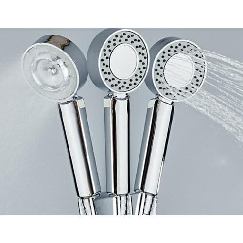 Double-sided Dual Function Shower Head Water Saving Round ABS Chrome Booster Bath Shower High Pressure Handheld Hand Shower