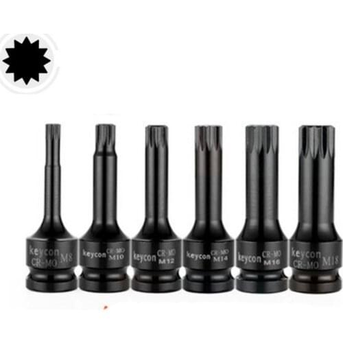 One Pcs Torx Bit Socket 1/2" Drive Star Bit 12 Point MM Spline M5 M6 M8 M10 M12 M14 M16 M18 Chrome Vanadium Screwdriver Bits Too