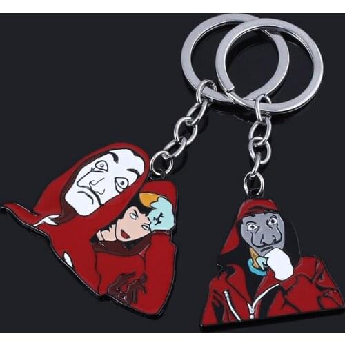 SG Hot Spain TV La Casa De Papel Salvador Dali Mask Keychains House of Paper Keyring Money Heist Funny Keyring Cosplay Jewelry