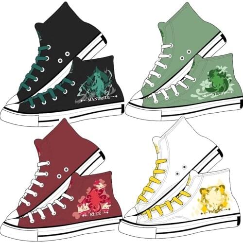 Game Genshin Impact Cosplay Klee Paimon Barbatos Xiao shoes canvas fashion shoes casual college anime cartoon students