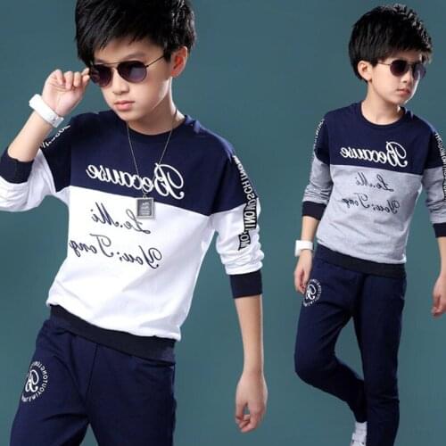 Childrens Autumn Sports CLothing Sets Boys T-shirts + Pants 2pcs Clothes Set Girls Teens Letter Tracksuits Costume