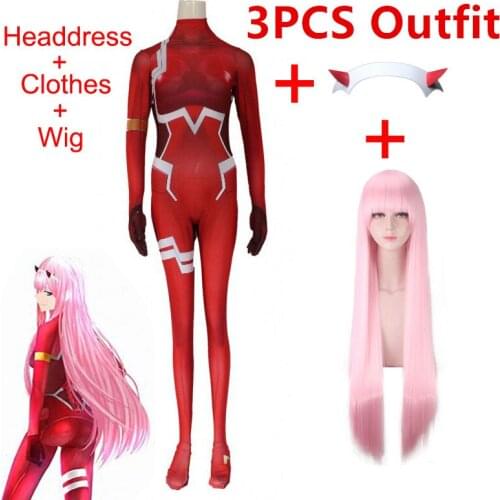 Darling in the franxx 02 Zero Two Cosplay Costume for Women Halloween Costume Christmas Carnival Tight 3D Printing Bodysuit