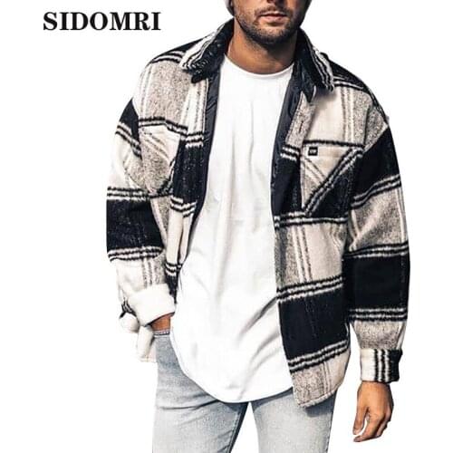 Vintage Long Sleeve Plaid Jackets For Men Spring Fashion Turn-down Collar Button Coats Casual Plus Size Male Streetwear