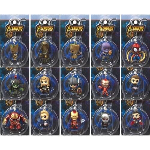 Hasbro Avengers Super Hero Iron Man Hulk Spider Man Captain America Dolls Keychain PVC Decoration Action Figure Toys 4CM