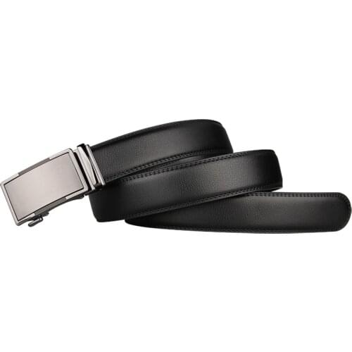New Arrival Mens Genuine Black Leather Belt Brown Automatic Buckle Waist Strap Business Leather Belt Male 3.5 CM Width