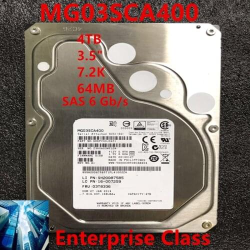 New HDD For Toshiba Brand 4TB 3.5" SAS 6 Gb/s 64MB 7200RPM For Internal HDD For Enterprise Class HDD For MG03SCA400