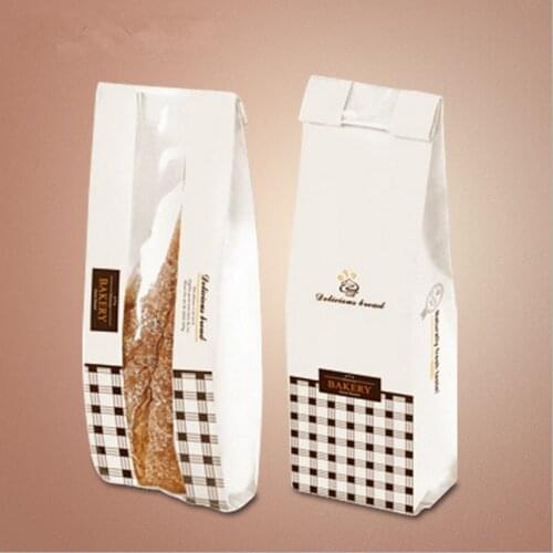 Bakery packaging bags, bread packaging paper kraft paper window, bag paper baguette bag WHOLESALE 100PCS