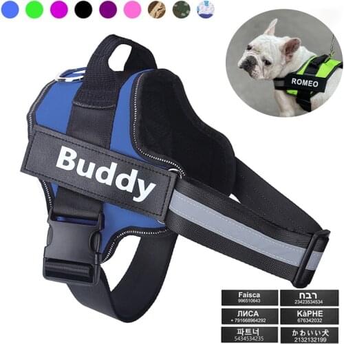 Personalized Dog Harness NO PULL Reflective Breathable Adjustable Pet Harness Vest With Name For Dogs Custom Patch Pet Supplies