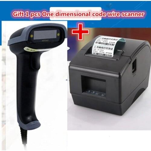 Gift 1pcs 1D wired scanner+ Barcode label printers Thermal clothing label printer Support 58mm printing Label/ticket printing