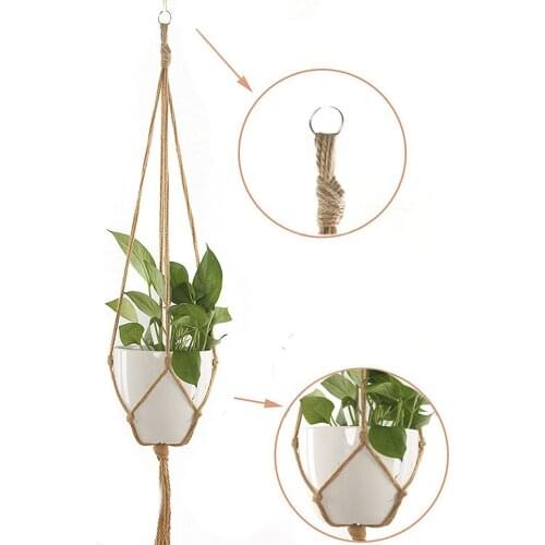 Macrame Plant Hanger Baskets Flower Pots Holder Balcony Hanging Decor Knotted Lifting Rope Home Garden Supplies