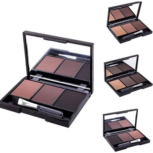 Professional 3 Color Eyebrow Powder Palette Cosmetic Waterproof Makeup Tool With Brush Mirror MA