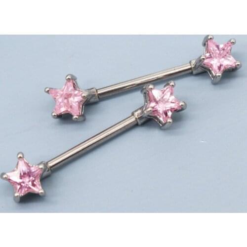 Five-pointed star piercing langue barbell nipple ring bijoux corps femme aros acero quirurgico mujer sexy jewelry accessories