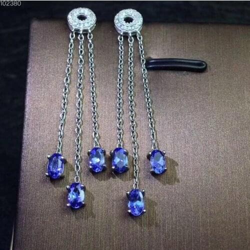 The Best Wedding Gift Tanzanite Earrings 925 Sterling Silver Premium Charm Jewelry Beauty Wedding Party Earrings