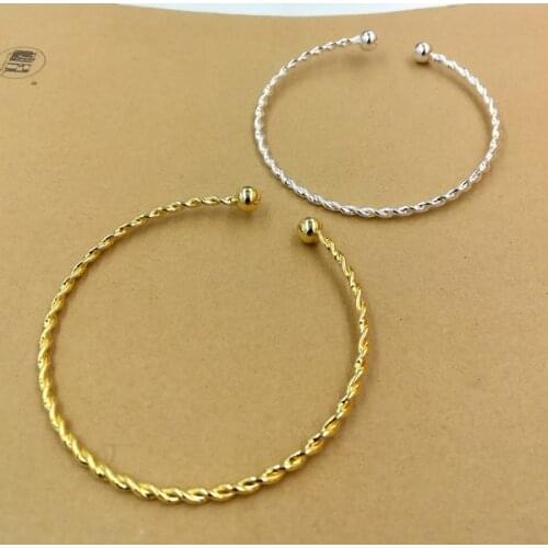 SEA MEW 10 PCS 62.5mm Fashion Style Metal Gold/Silver Color Bangle Bracelet For Women Girls Gift