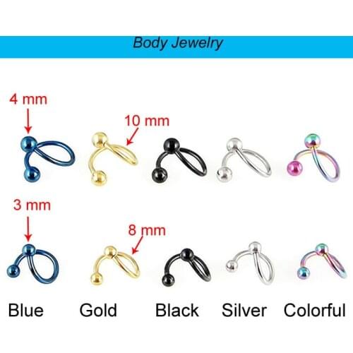 2 pieces Ball Twist Titanium Stainless Steel "S" Shaped Earrings Ear Studs Mens Fashion Piercing Plug & Tunnel body Jewelry