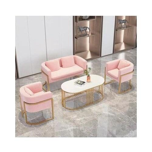 Net red Nordic style coffee shop milk tea shop table and chair card seat manicure shop hotel rest area iron simple sofa