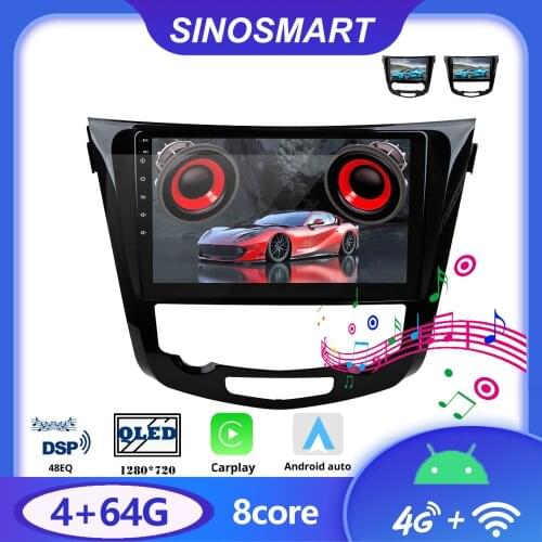 SINOSMART Car Navigation GPS Player for Nissan X-trail/Qashqai/Rogue/Dualis 2013-2021 Support Factory OEM Camera 8 Core CPU DSP