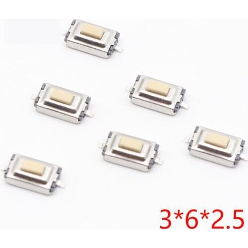 100PCS/LOT SMD 3*6*2.5 MM Tactile Tact Push Button Micro Switch Momentary Two Pin For MP3 MP4