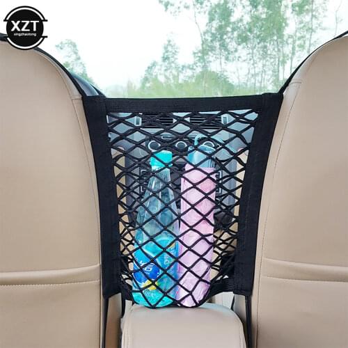 Car Interior Trunk Seat Back Elastic Mesh Net Car Styling Storage Bag Pocket Cage velcro Grid Pocket Holder Car Accessories Trun